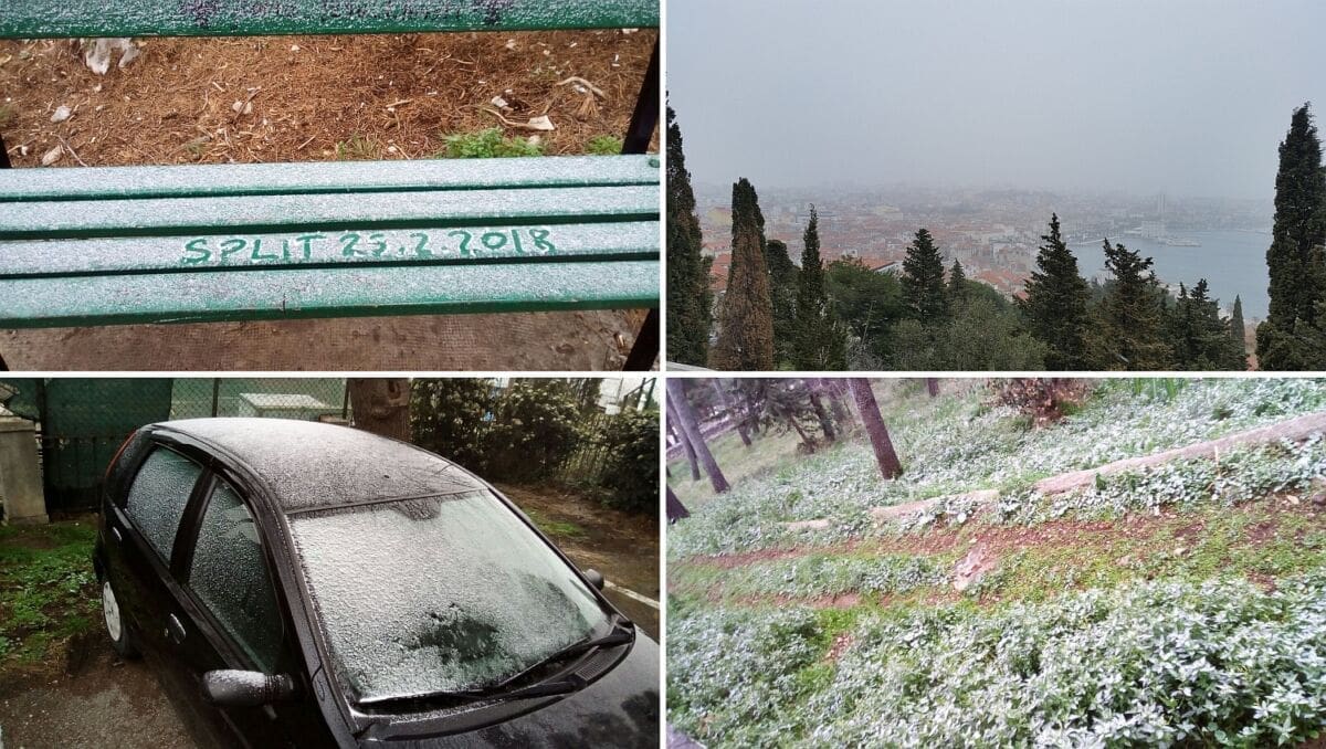 Prvi snijeg u Splitu od 2012. godine i prvi temperaturni minus ove zime