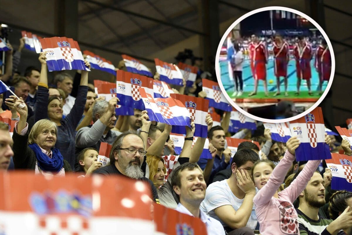 GAF ORGANIZATORA Hrvatske vaterpoliste u Splitu za vrijeme izvođenja himne predvodila - nizozemska zastava!