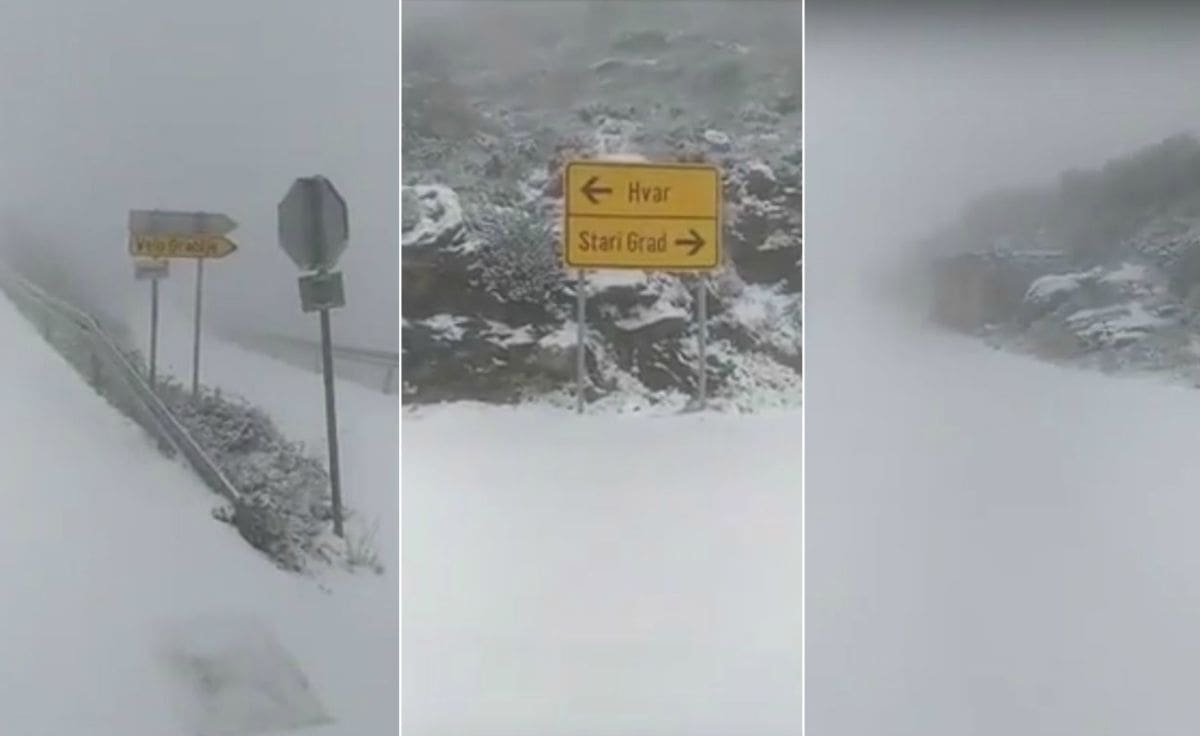 VIDEO Pogledajte snježni ugođaj s Hvara, snijeg pada cijelog jutra