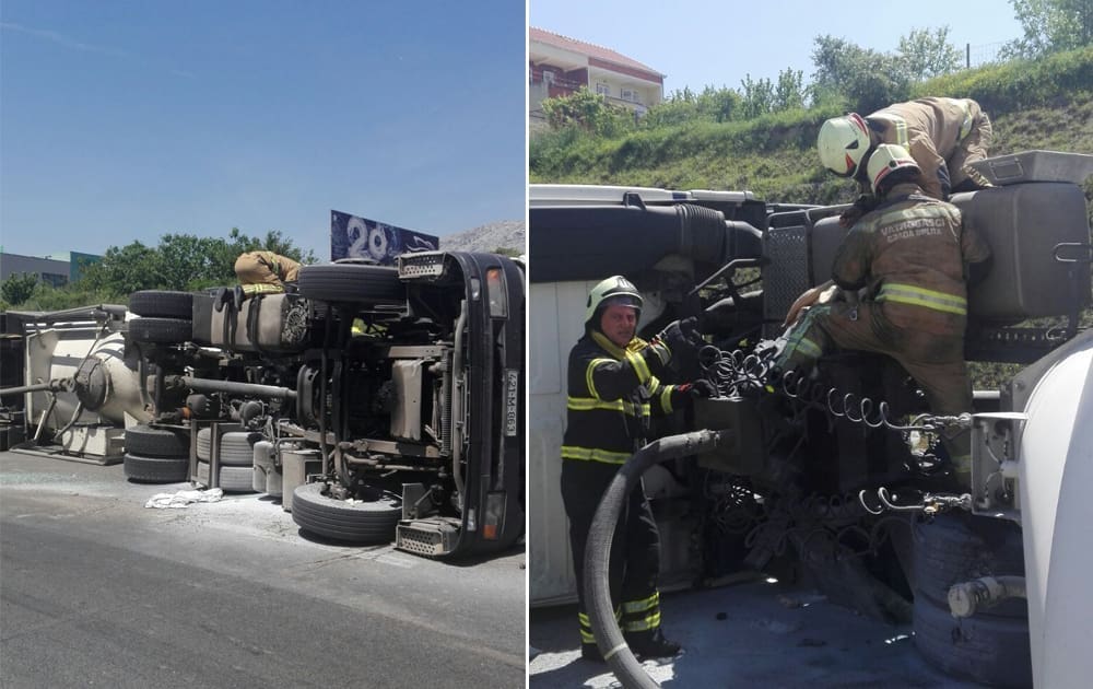 VOZAČI, OPREZ Na brzoj cesti prema Klisu se prevrnula cisterna, cesta potpuno zatvorena za promet