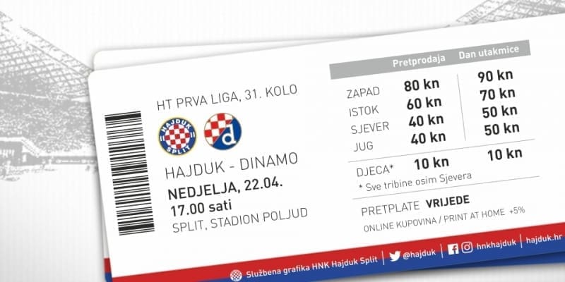 U prodaji ulaznice za derbi Hajduk-Dinamo