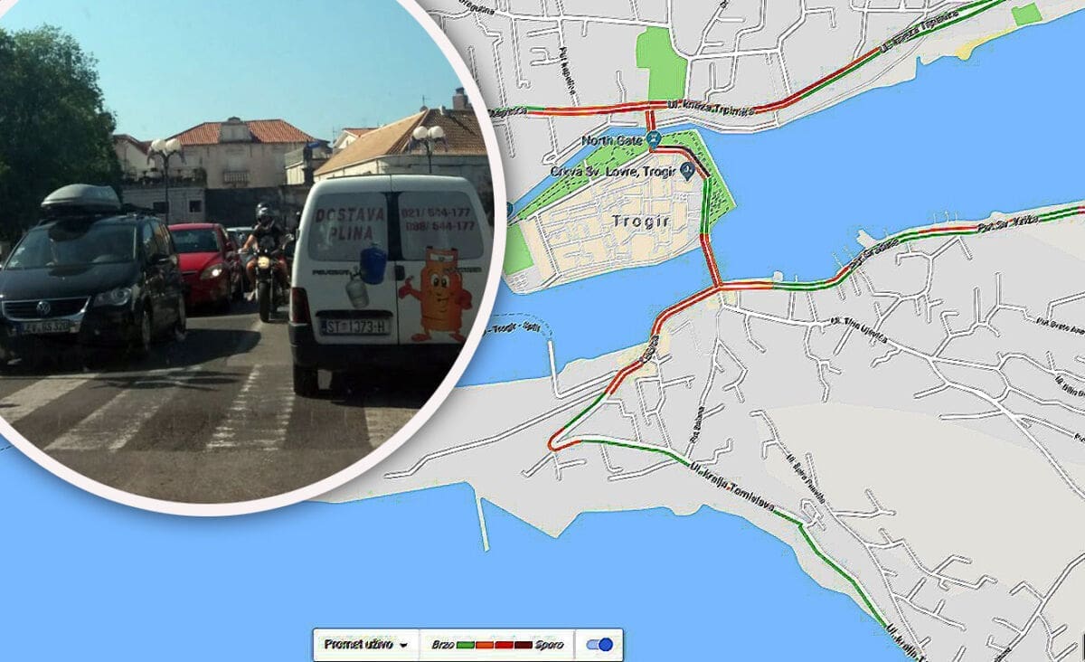 POČELE GUŽVE "Od skretanja za centar Trogira do Okruga Gornjeg vozi se 45 minuta"