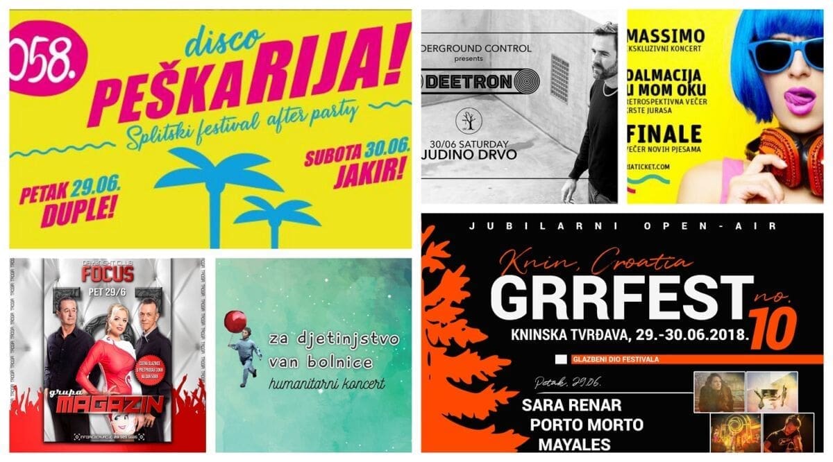 KAMO ZA VIKEND? Disco Peškarija, GRR Fest, Love International Festival, Festival zabavne glazbe Split