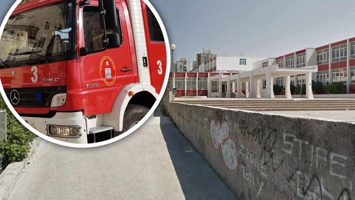 Gorio krov OŠ Kman Kocunar: Požar gasilo 6 vatrogasaca JVP-a Split