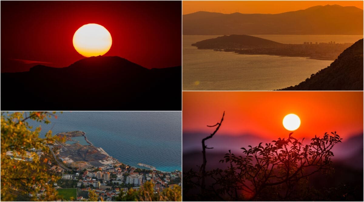 ZALAZAK SUNCA S MITSKOG BRDA PERUN Čaroban smiraj dana s pogledom na Split, Dugi Rat i otoke
