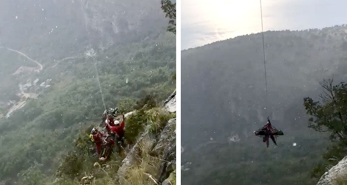 VIDEO: HGSS i helikopter čupaju planinara s litice, 2 metra od elise helikoptera