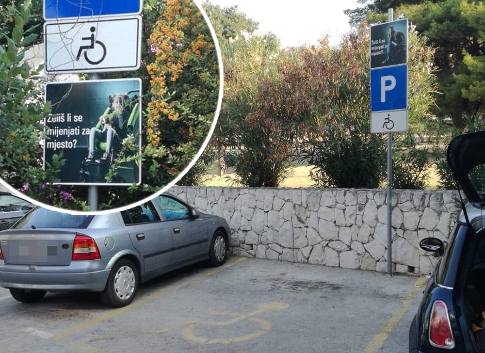 POHVALNA AKCIJA SPLIT PARKINGA Personaliziranim znakovima upozorili vozače da ne parkiraju na mjesta za osobe s invaliditetom