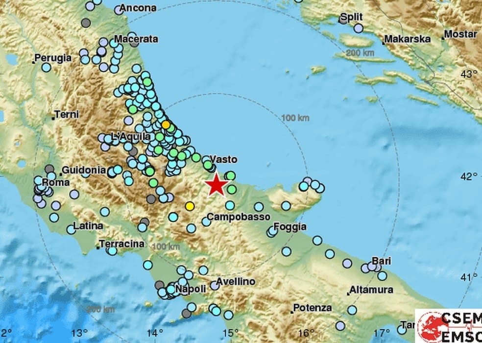 Snažan potres zatresao Jadran, epicentar kod moliškog gradića Palata