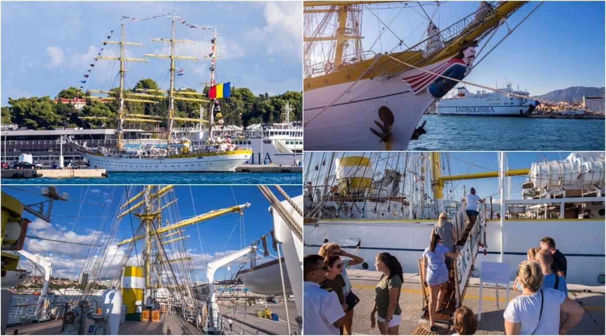 FOTO ŠETNJA Jedrenjak rumunjske ratne mornarice "Mircea" u Splitu: Po povoljnom vjetru postiže brzinu do 13 čvorova