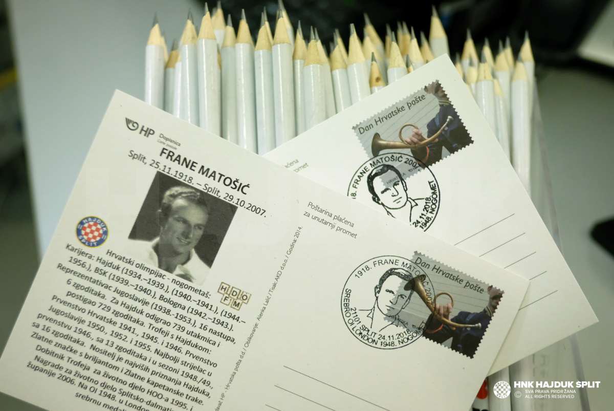 SPOMEN NA LEGENDU Frane Matošić na poštanskom žigu i dopisnici