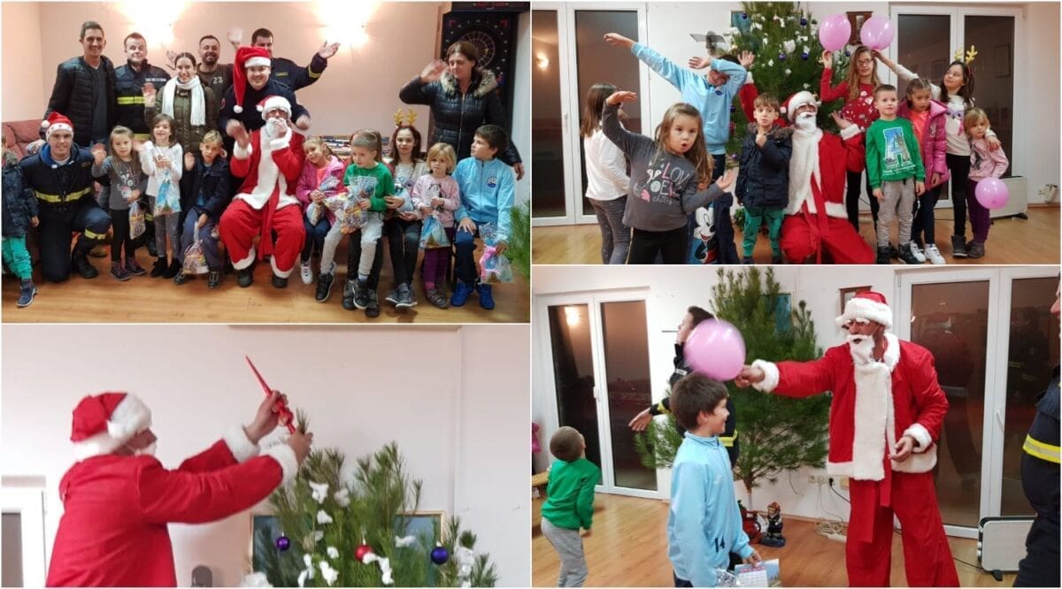 Primoštenski vatrogasci razveselili djecu vožnjom u vatrogasnom vozilu, posjetio ih i Djed Božićnjak