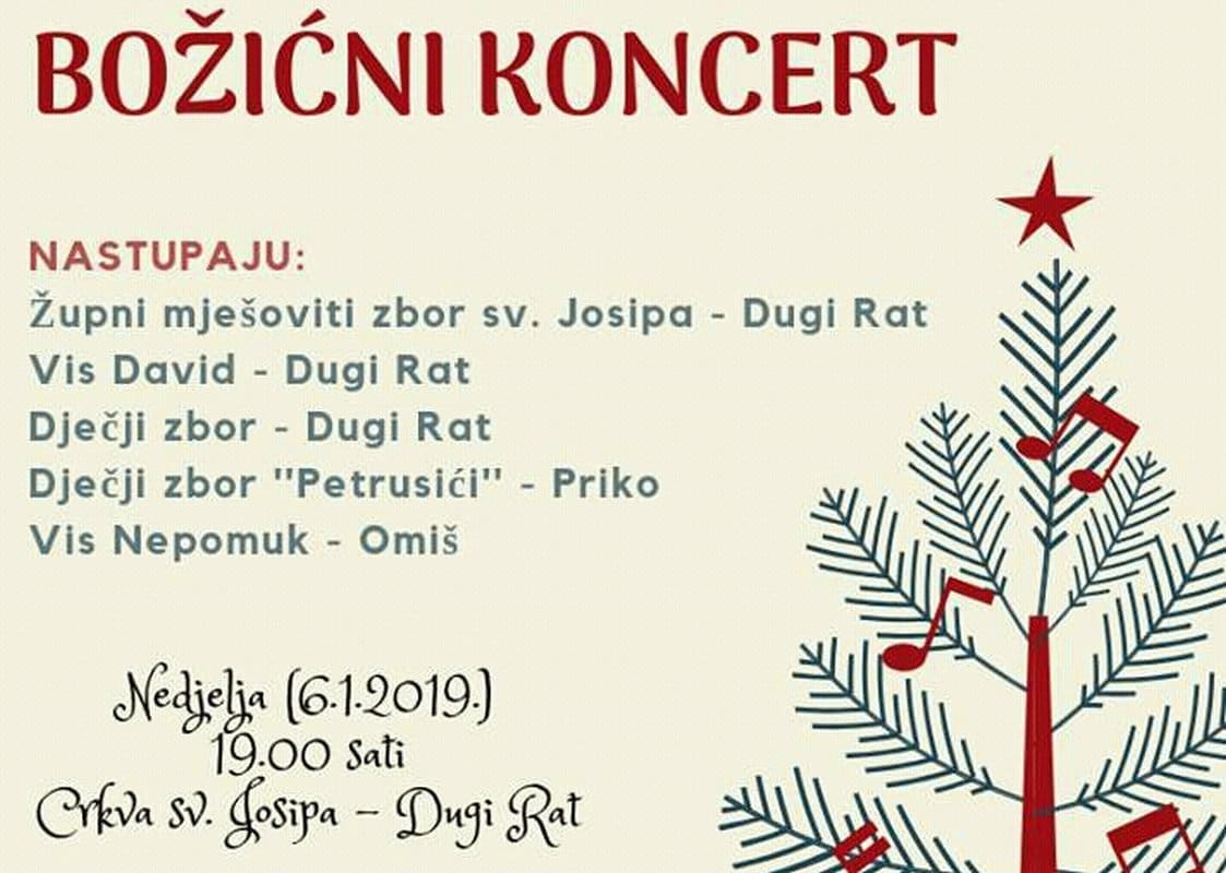 Večeras svi u Dugi Rat na Božićni koncert