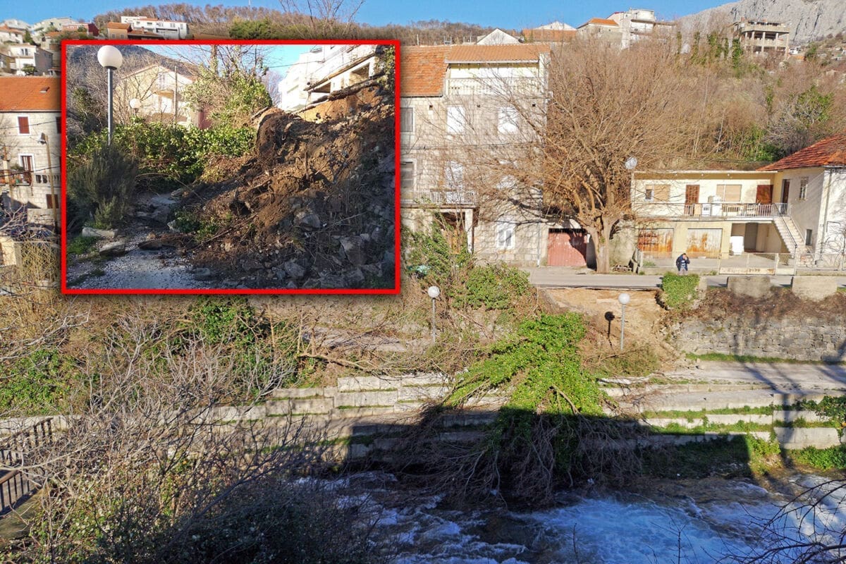 NIZ PROBLEMA NA ISTOKU SPLITA Urušio se potporni zid ceste, odron zatrpao vrlo prometnu šetnicu, padaju borovi