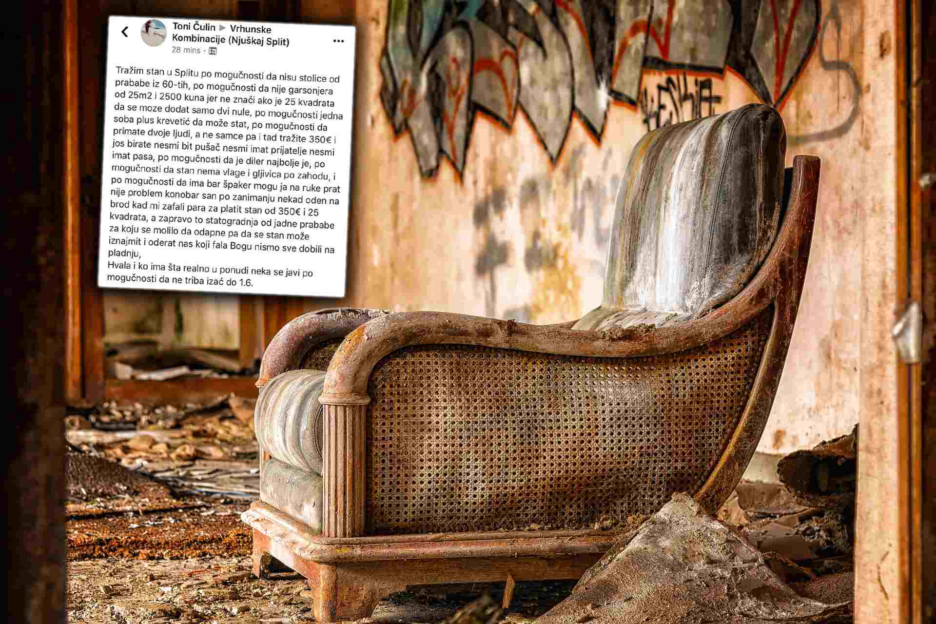 Pročitajte urnebesni oglas mladića koji u Splitu traži stan za najam: "Ne smi imat prijatelje, ne smi imat pasa..."