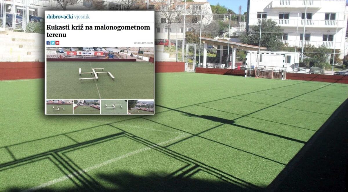 SVASTIKA I NA DUBROVAČKOM TERENU Od drvenih klupa napravili kukasti križ