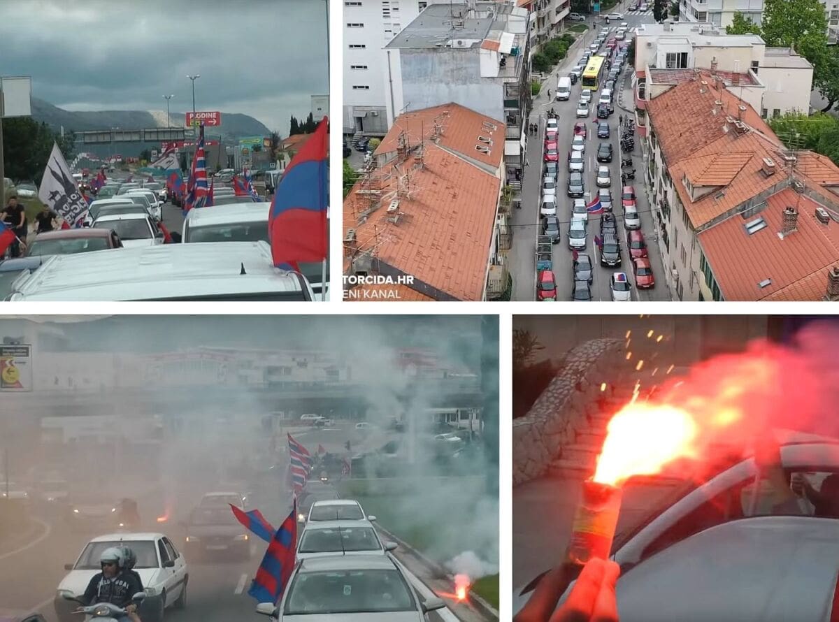 Objavljena snimka veličanstvenog karusela Torcide ulicama Splita