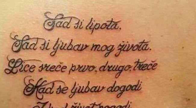 Tetovirao Grašine stihove pa se osramotio zbog nepismenosti