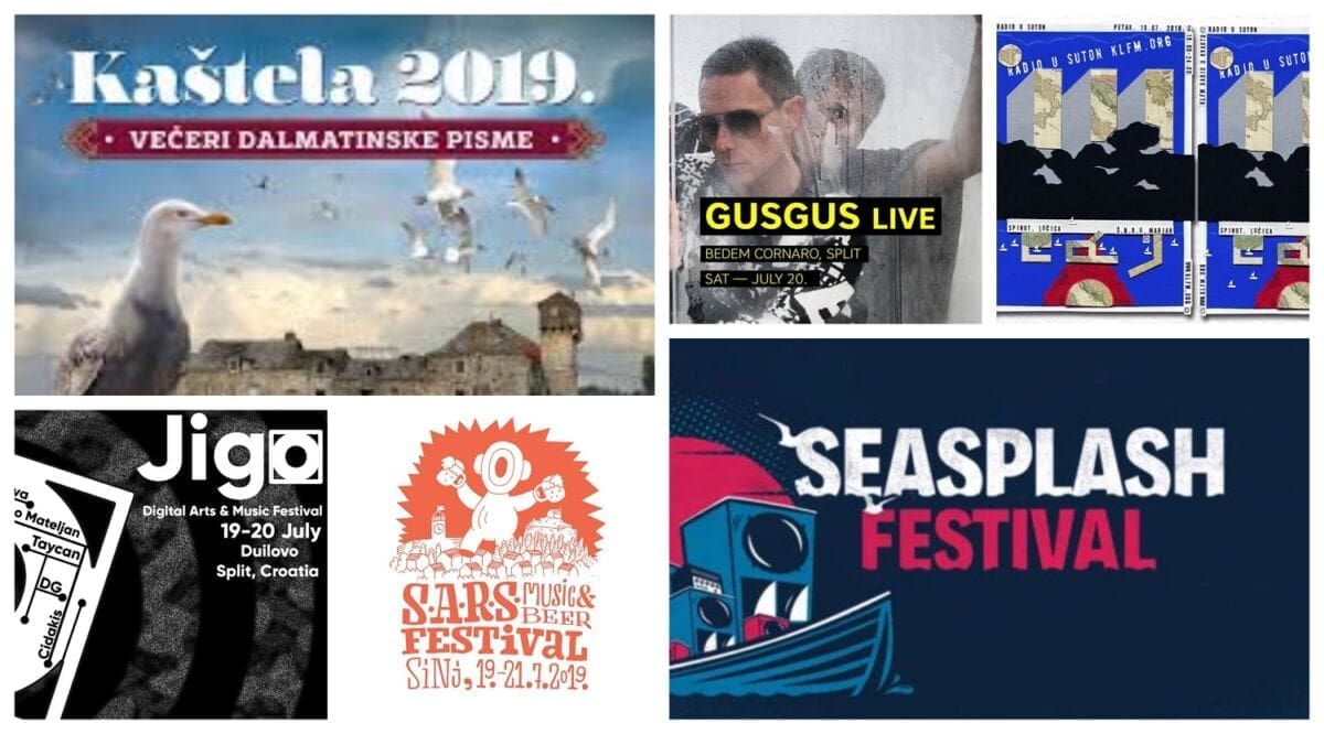 KAMO ZA VIKEND? Večeri dalmatinske pisme, KLFM Radio u suton, GusGus, Gustafi, Festivali S.A.R.S., Seasplash i Jigo