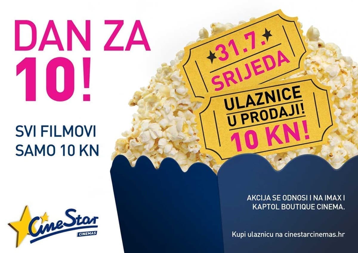 Slijedeća srijeda je dan za kino: Svi filmovi u Cinestar kinima za samo 10 kuna