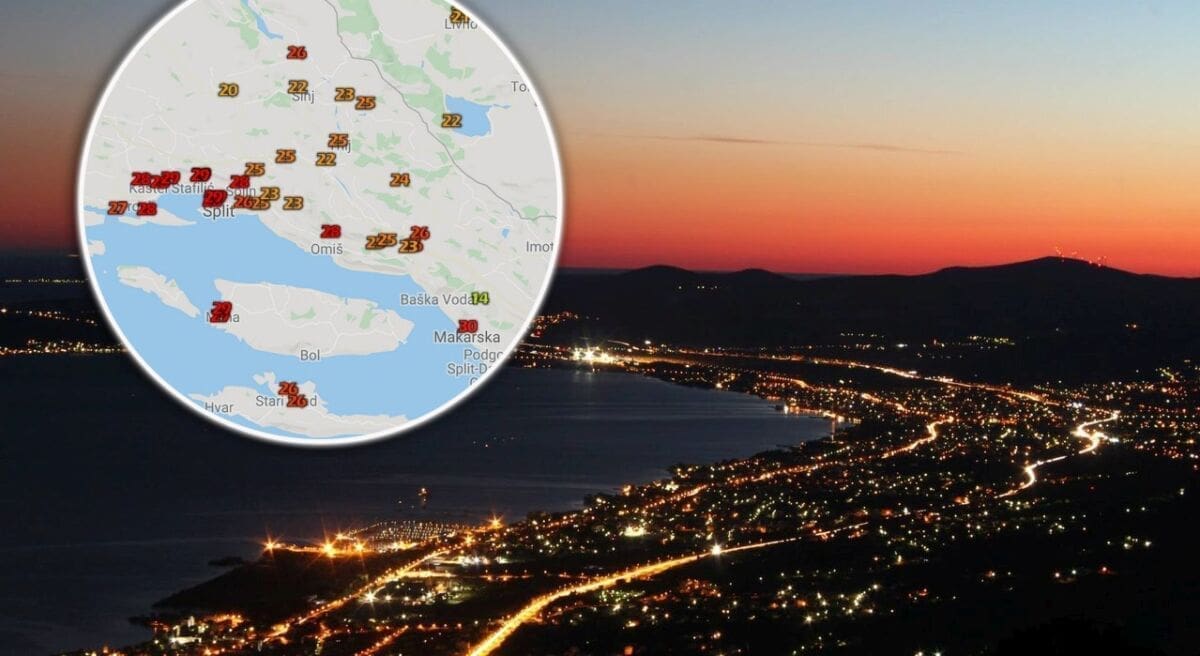 FENSKA BURA: Iza ponoći dijelovi Dalmacije imaju temperaturu zraka do ekstremna 32 Celzijeva stupnja!