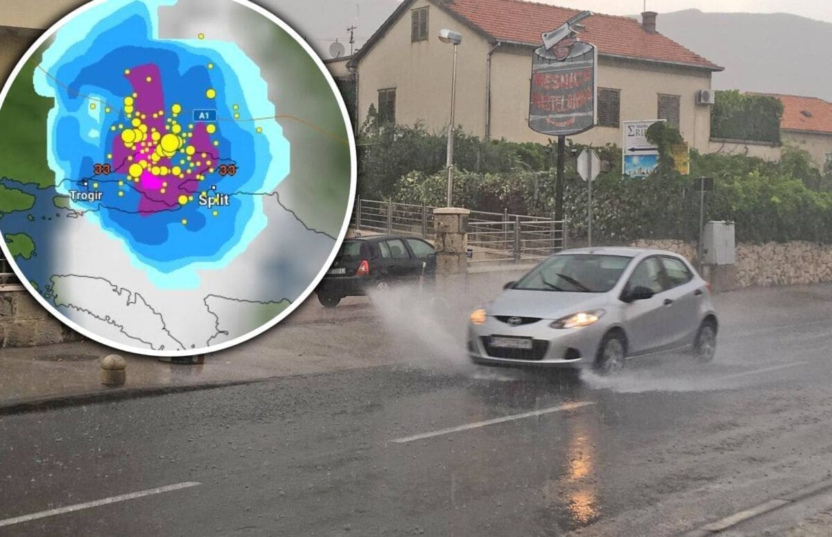 NEVRIJEME ZAHVATILO OKOLICU SPLITA Obilni pljusak izazvao bujice, vjetar digao valove, u Kaštelima zahladilo za 14 stupnjeva!