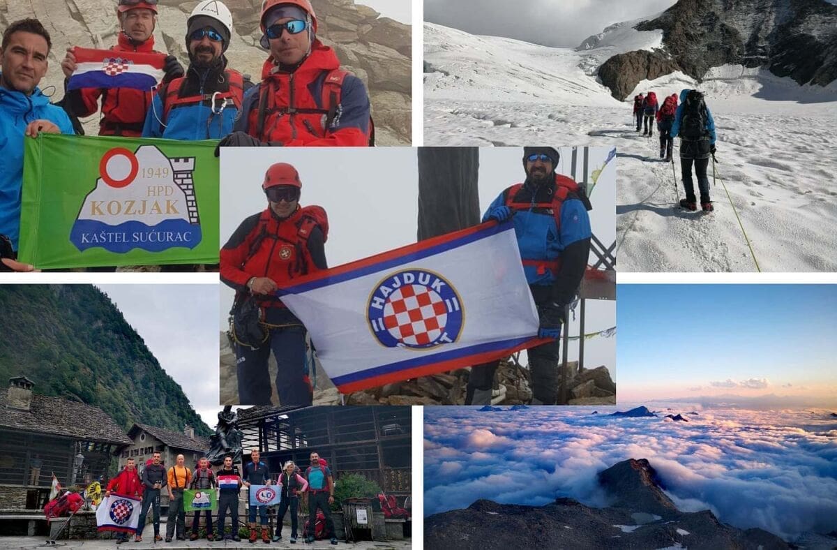 Ekspedicija dalmatinskih planinara na planinskom masivu Monte Rosa u Alpama: Ni snježna oluja nije spriječila razvijanje Hajdukove zastave na vrhu