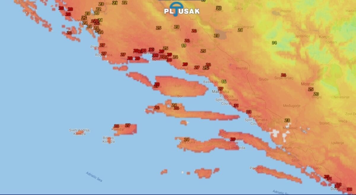 VRUĆINE USRED NOĆI Iza ponoći čak 33 stupnja na dijelu obale, za vrlo "tešku" noć zaslužna je fenska bura