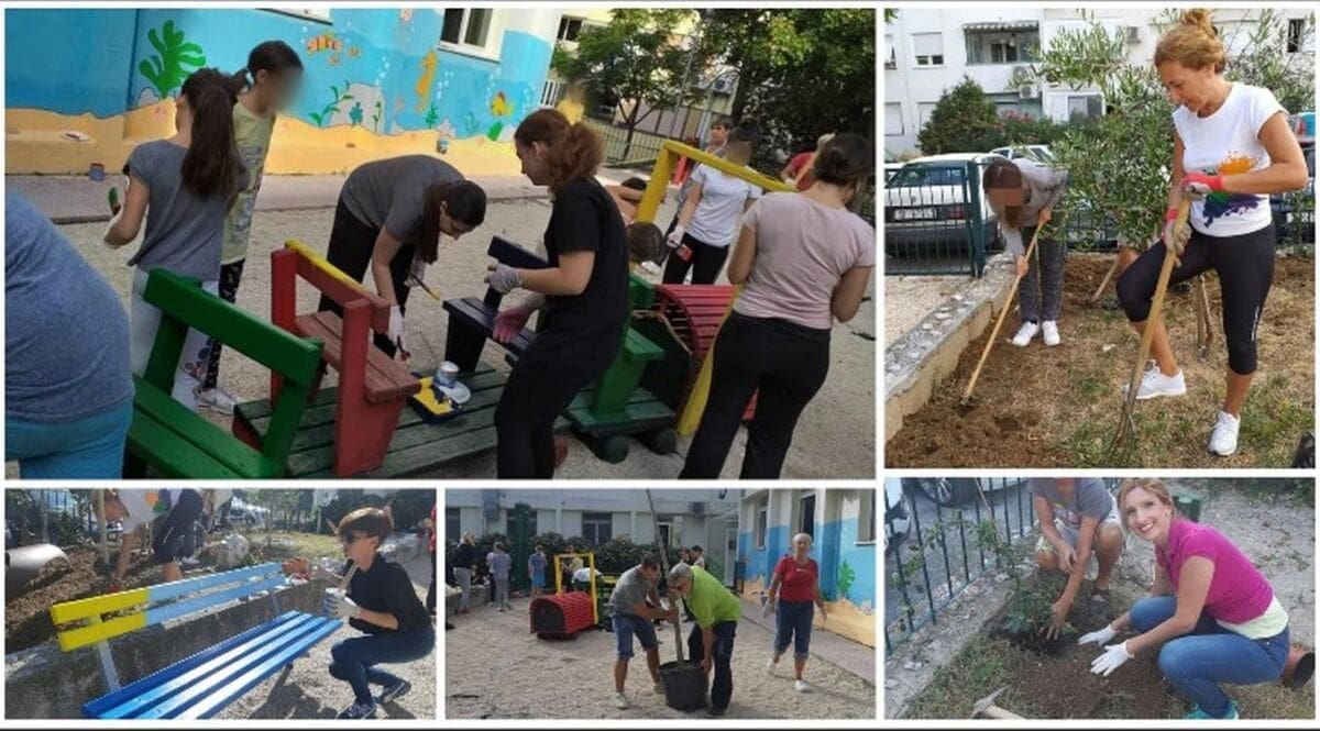 NAGRADA ZA TRUD - ROĐENDANSKA TORTA Djeca i djelatnici doma Maestral u zajedničkoj akciji uredili vrt i proslavili dva rođendana