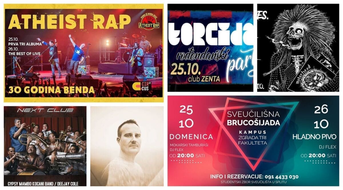 KAMO ZA VIKEND? Hladno Pivo i Domenica na Brucošijadi, 69. Rođendan Torcide, Atheist Rap, DJ Mihai Popoviciu, Skeptik, Noć legendi, Đoni Gitara, Alen Vitasović, Mambo Gypsy Kočani Band
