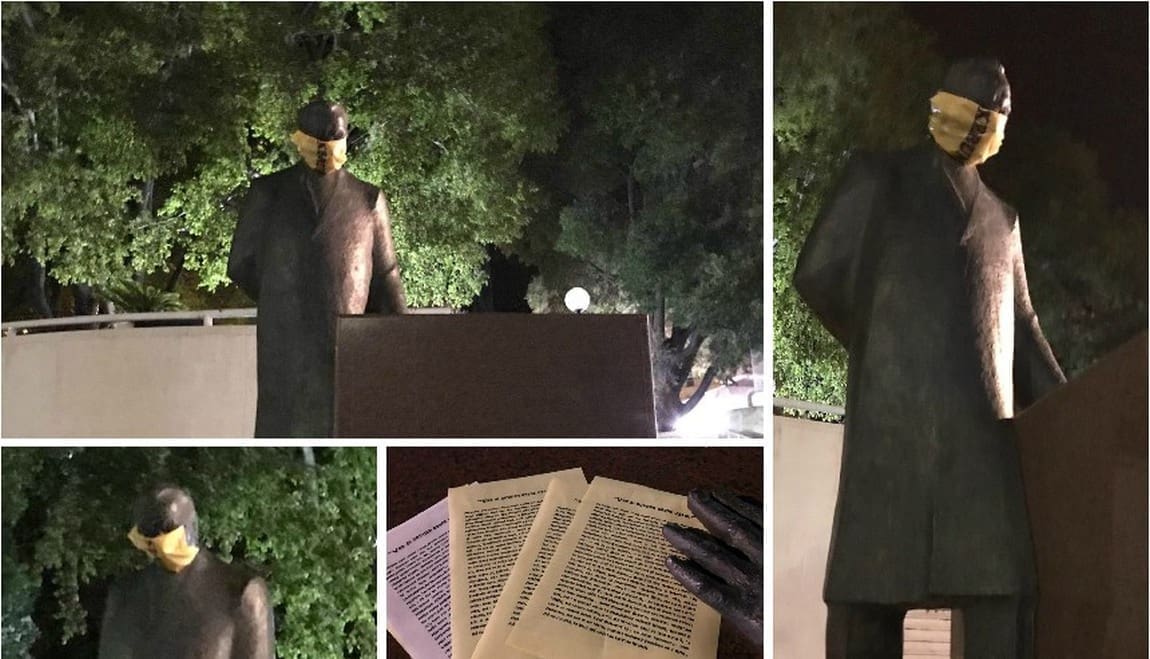 "VAS SI GOVNEN GRADE USRANI" Kerume, Hektore iz naroda, što pjevaču našemu, u noć bez natječaja vrtić za čedo izmisliš, ne boli li te sudbina ovoga kipa?