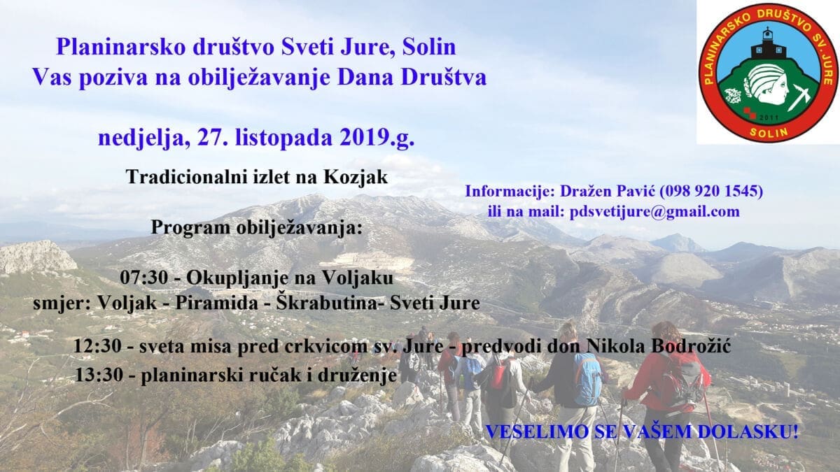 Planinarsko društvo Sveti Jure iz Solina poziva na proslavu rođendana ovu nedjelju