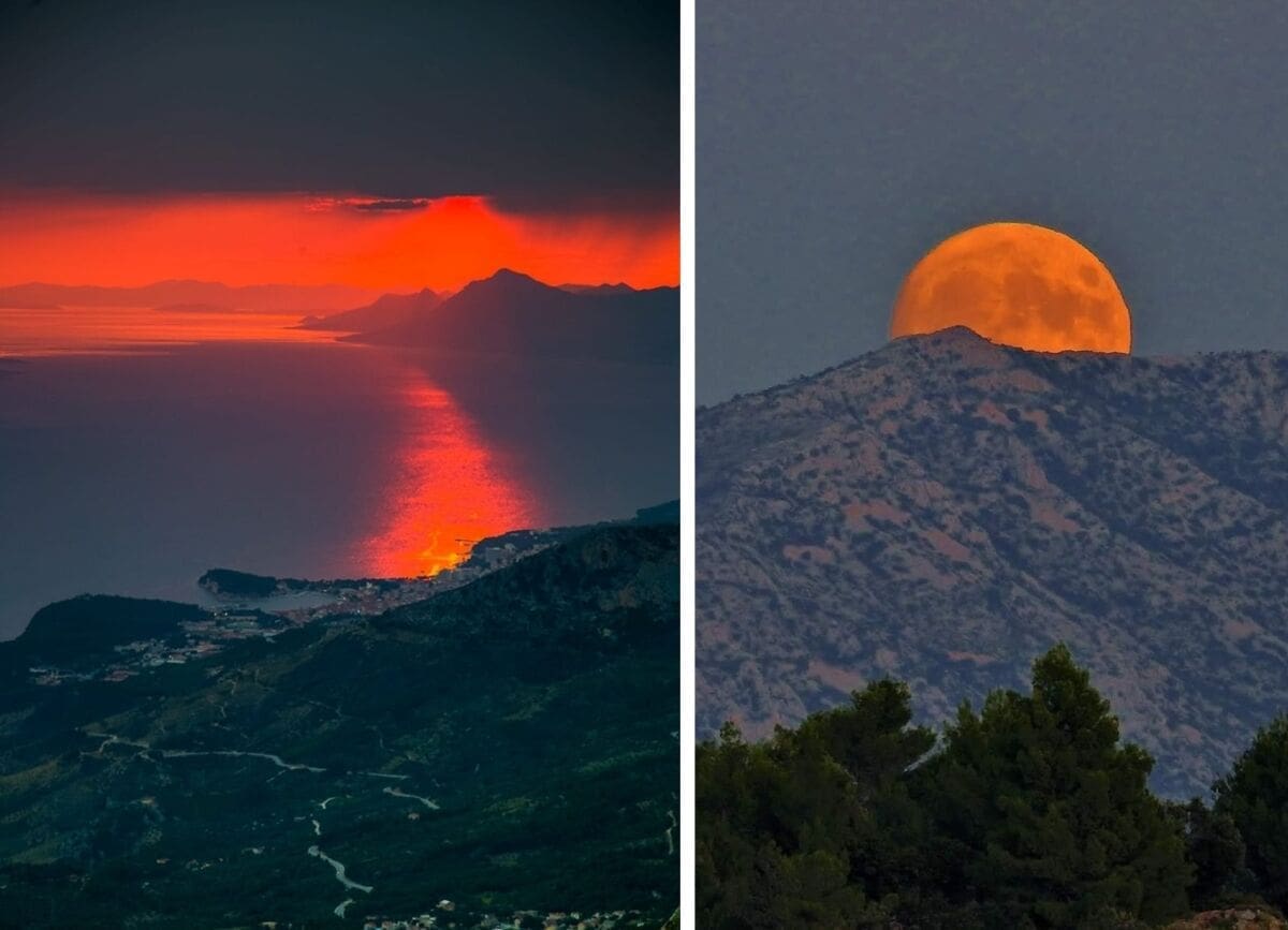 Fotografije smiraja dana s Biokova i izlaska punog Mjeseca boje naranče će vas oduševiti