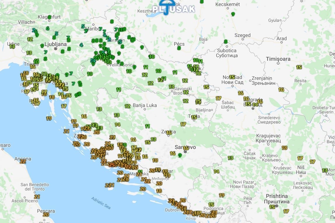 Jako zahlađenje stiglo do zapada zemlje, temperature pale više od 10 stupnjeva. U Dalmaciji bablje ljeto