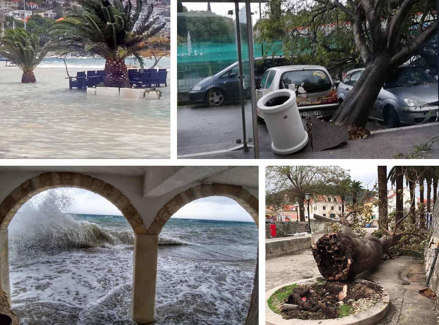 OTOCI SVE VIŠE ODSJEČENI OD KOPNA Rekordna ciklonalna plima zbog olujne sredozemne ciklone: Pogledajte Omiš, Trogir i Velu Luku pod morem