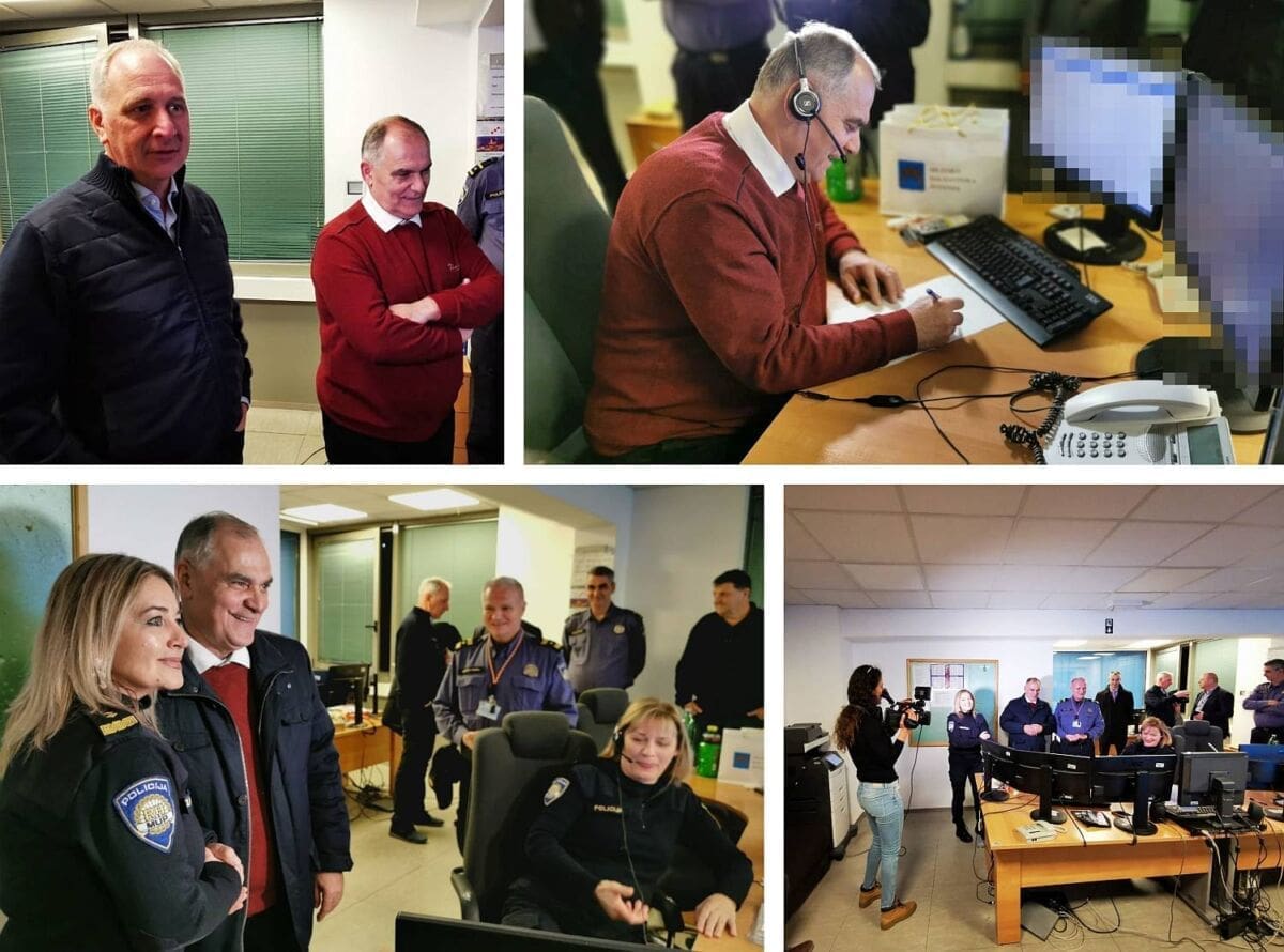 POSJETILI ŽURNE SLUŽBE Župan Boban se osobno uvjerio kako u policiji izgleda dojava s terena. Krstulović Opara: "To su ljudi koji marljivo i brižno rade"