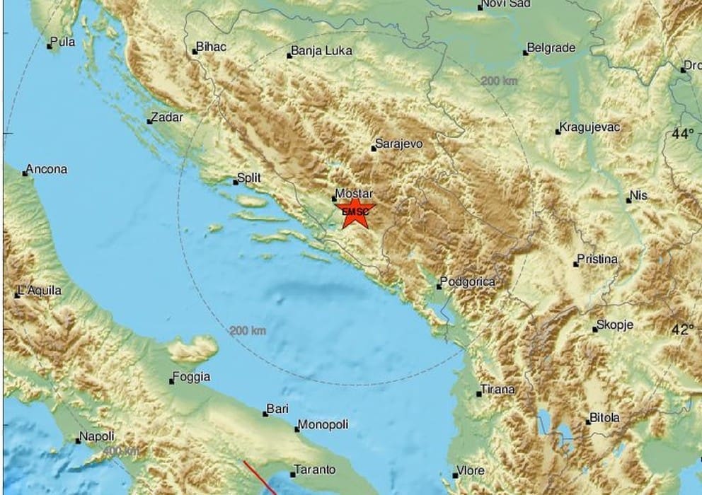 NOVI UMJERENO JAK POTRES U BIH Osjetio se i u dijelu Dalmacije