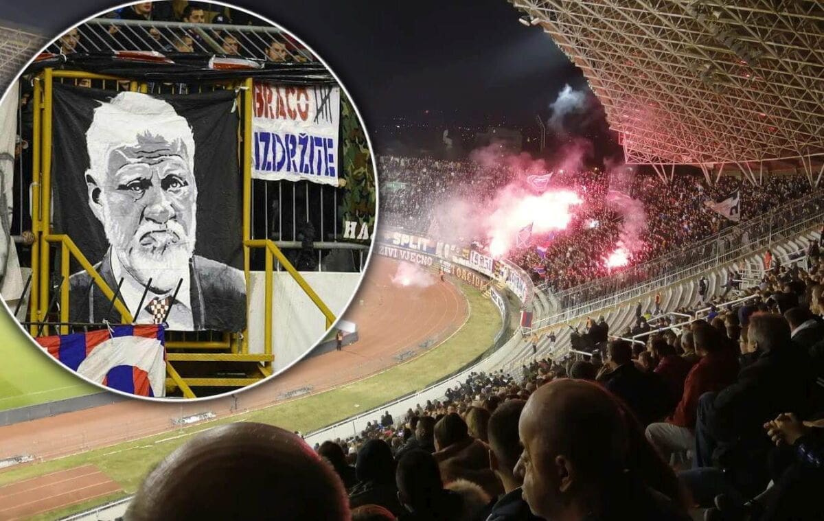 JADRANSKI DERBI Desetak baklji završilo na tartan stazu, intervenirali vatrogasci, čuo se i topovski udar. Torcida se prisjetila obljetnice Praljkove smrti