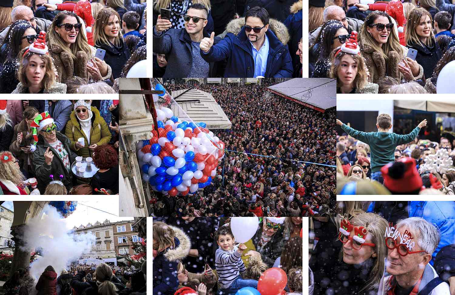 SPLIĆANI VEĆ "ODRADILI" NOVU GODINU Na Pjaci fešta godina uz snijeg i pjesmu, ali s balonima je nešto pošlo po zlu