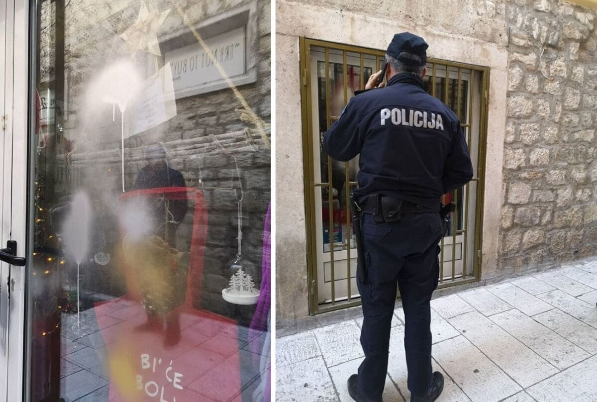 POLICIJA IZAŠLA NA TEREN Netko išarao vrata poslovnice poznatog splitskog brenda u Domaldovoj ulici
