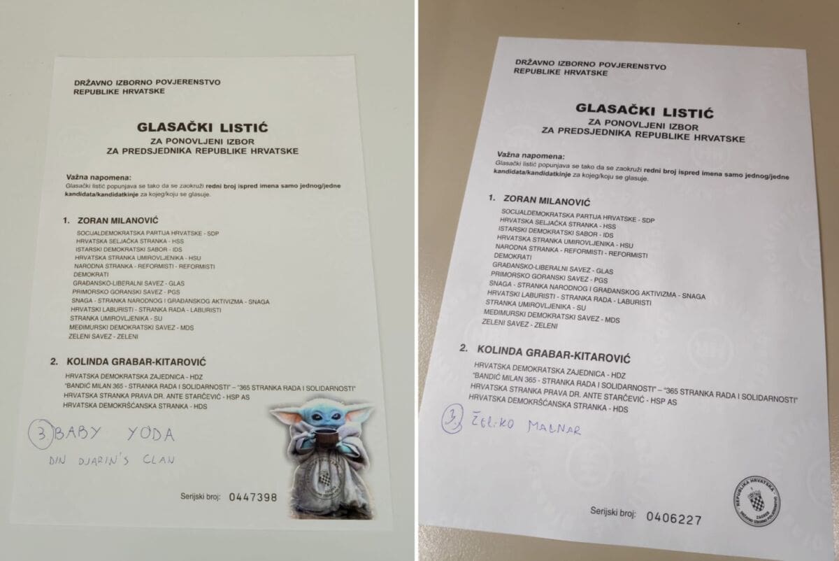 Od Željka Malnara do Yode: Pogledajte koje su "kandidate" glasači nadopisivali na listiće