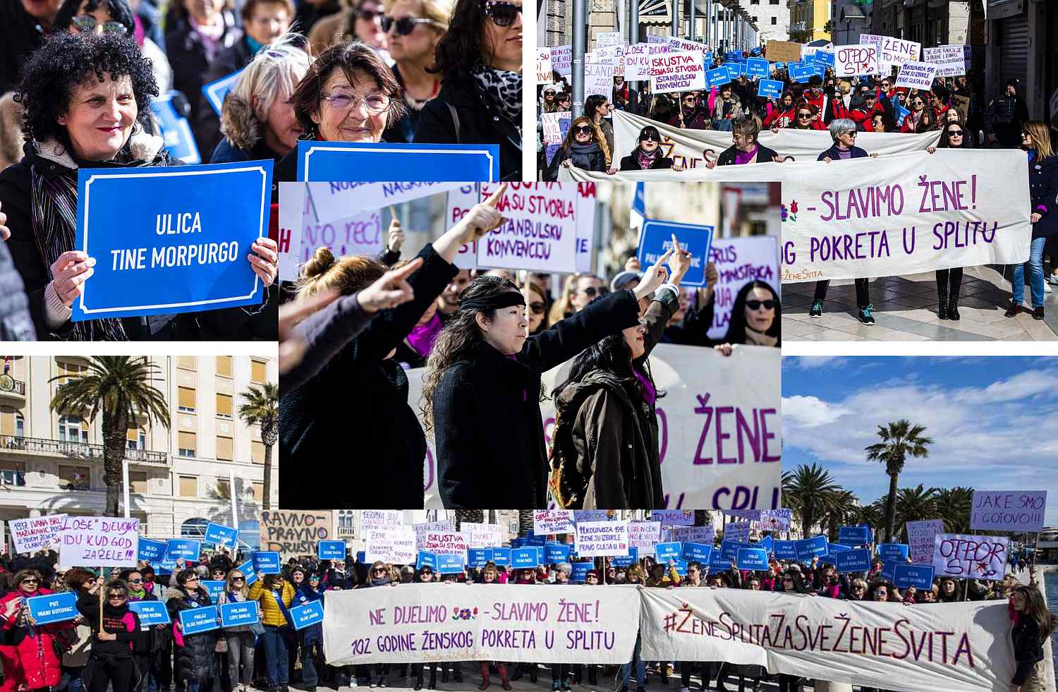 ŽENE "OKUPIRALE" RIVU Sudionice marša nosile natpise ulica s imenima 102 znamenite žene iz prošlosti Splita i Dalmacije”