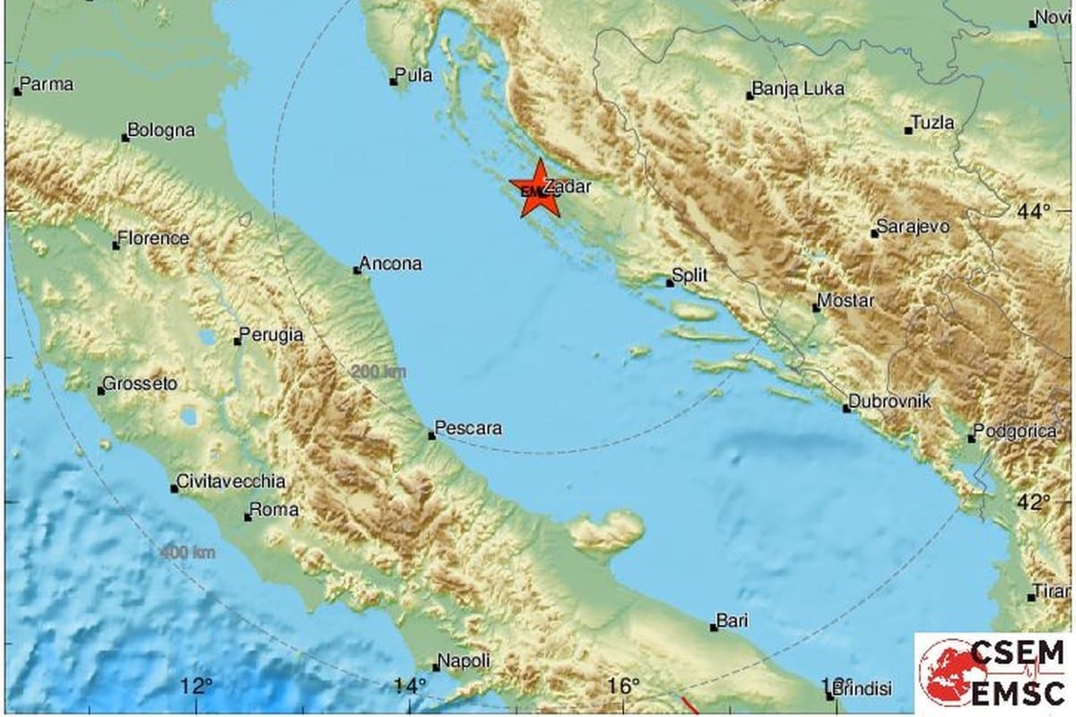 TRESLA SE DALMACIJA Umjereno jak potres s epicentrom kod Zadra