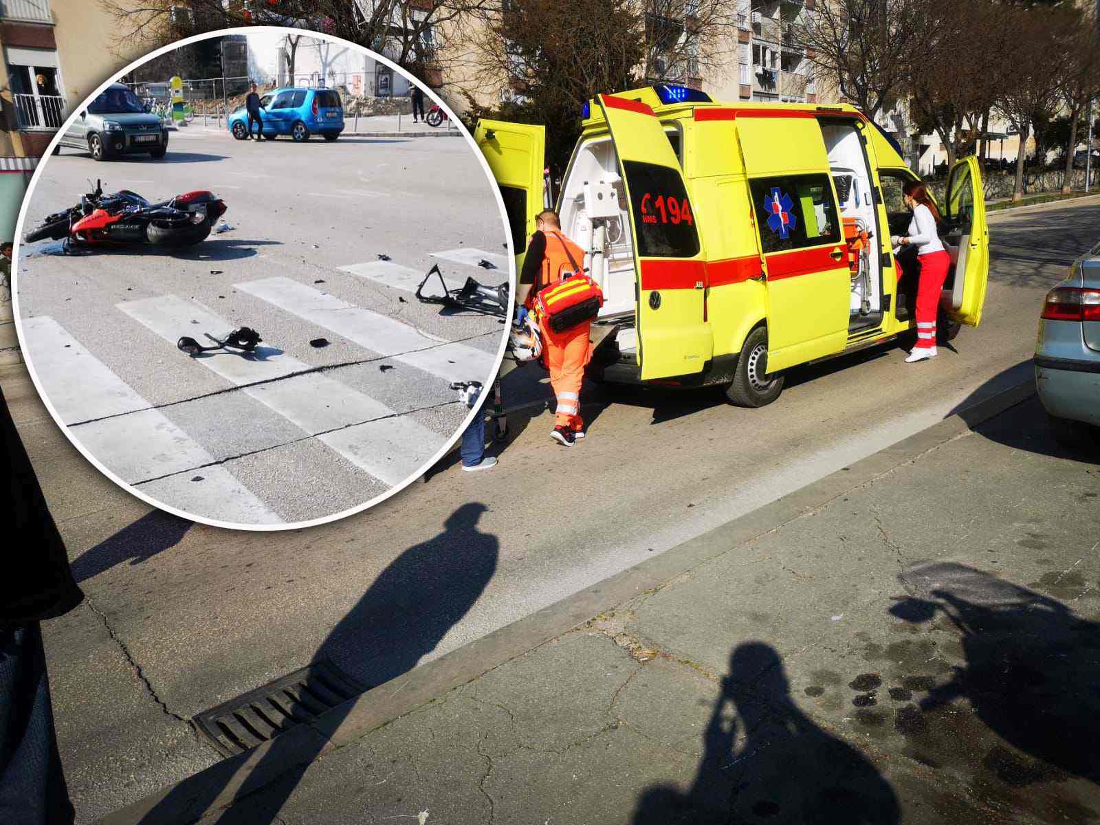 MOTORIST HITNO PREBAČEN U BOLNICU Sudar na križanju Vukovarske i Osječke ulice