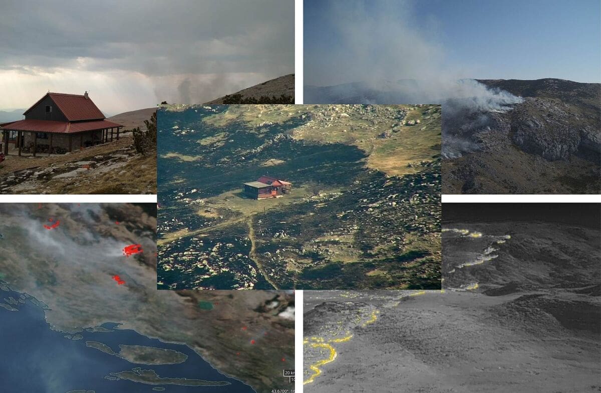 POŽAR VEĆ PROGUTAO VEĆI DIO DINARE Donosimo ekskluzivne zračne snimke: Planinarsko sklonište spašeno zahvaljujući preventivnom požaru