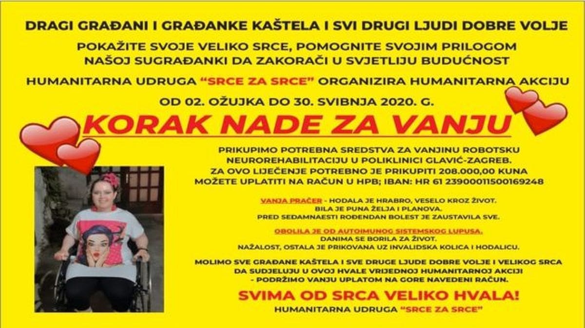 POMOZIMO MLADOJ KAŠTELANKI Ukazala se mogućnost liječenja, evo kako možemo dati doprinos