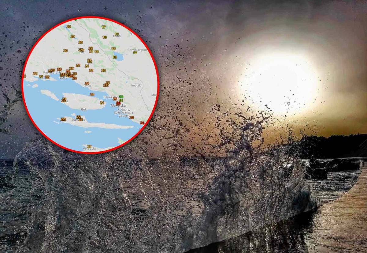 TROPSKA NOĆ U DALMACIJI Jugo prešlo 100 km/h: Sljedećih dana još toplije, stižu prva vrućina i velike količine afričkog pijeska