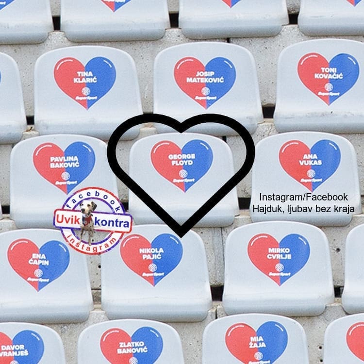 Ime Georgea Floyda na istočnoj poljudskoj tribini