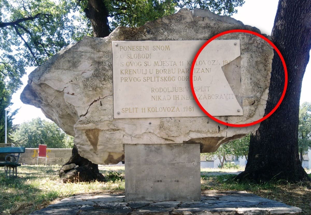 RAZBIJEN SPOMENIK PRVOM PARTIZANSKOM ODREDU U SPLITU Kotur: "Odraz HDZ-ovog razbijanja antifašističkih vrijednosti "