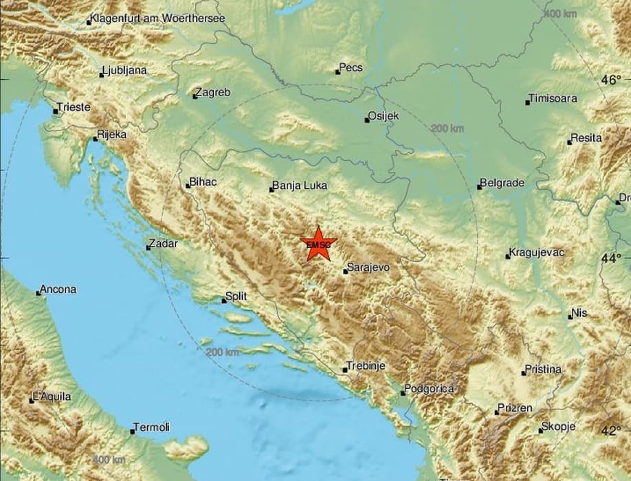 Treći dan zaredom: Ponovno potres u susjednoj BiH