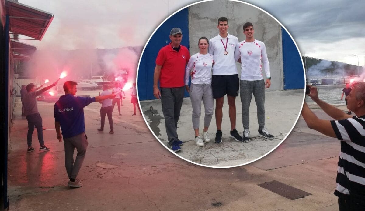 "Vatreni" doček u Mornara: Brončani Roko Bošković u Split stigao uz bakljadu i pjesmu